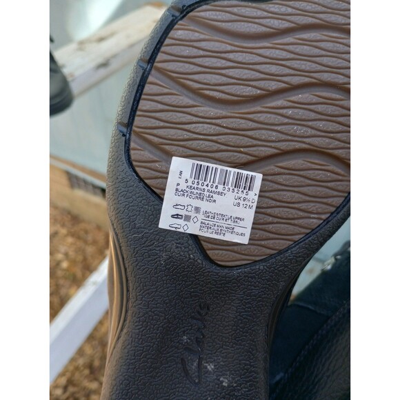 Clarks Black Leather & Faux Fur Trim Kearns Ramsey Ankle Boots Size 12M - Picture 10 of 10